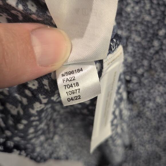 Loft A Line Button Down Dress Navy Blue Floral Size 8 Short Sleeve Casual Short - Picture 9 of 11